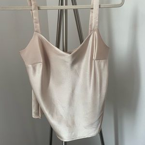 Cream satin tank blouse